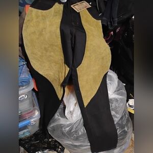 Vintage Corniche Jeans Mens Black Jeans W/ Khaki Suede Thighs Thick Cotton